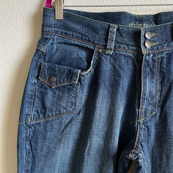 Of The Earth Jeans Wide Leg Denim Boho Organic Cotton Utility Pants Womens Sz 36 - Picture 15 of 16